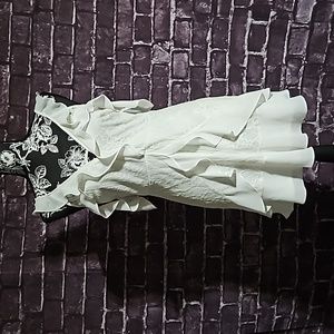 Lush White Crochet Lace Ruffle Sleeveless Dress